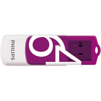 Pendrive PHILIPS Vivid 64GB, USB 2.0, Odczyt 25 Mb/s, Zapis 18 Mb/s Biało-fioletowy