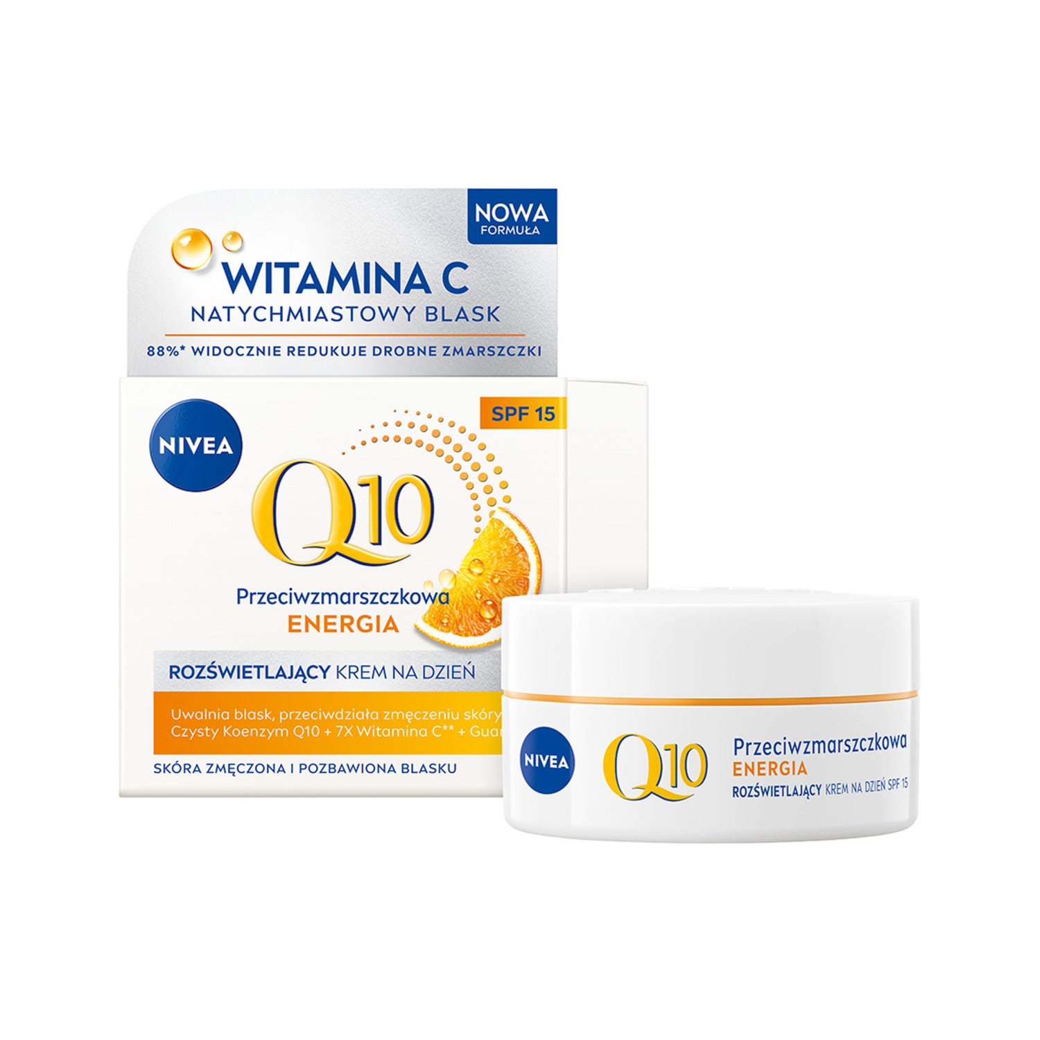 Nivea Q10 Energy Zdrowy Blask przeciezmarszczkowy krem do twarzy na dzień z SPF15, 50 ml