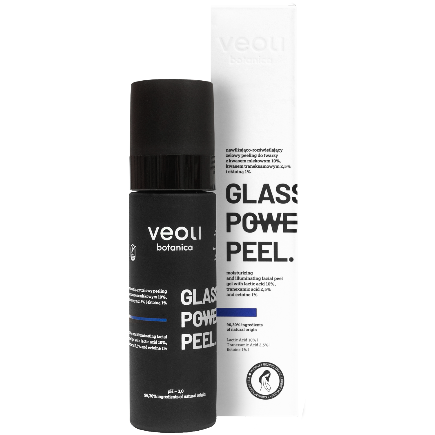 Veoli Botanica Glass Skin Power Peel nawilżająco-rozświetlający żelowy peeling do twarzy, 30 ml