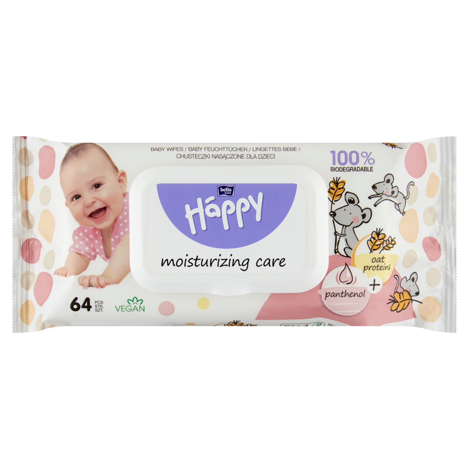 Bella Baby Happy Moisturizing Care chusteczki nasączone dla dzieci, 64 szt./1 opak.