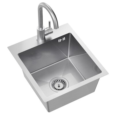 Zlewozmywak jednokomorowy MYQ LEO 10 S LEO10SBS Stalowy 45x40 + Bateria GANGES GANGES