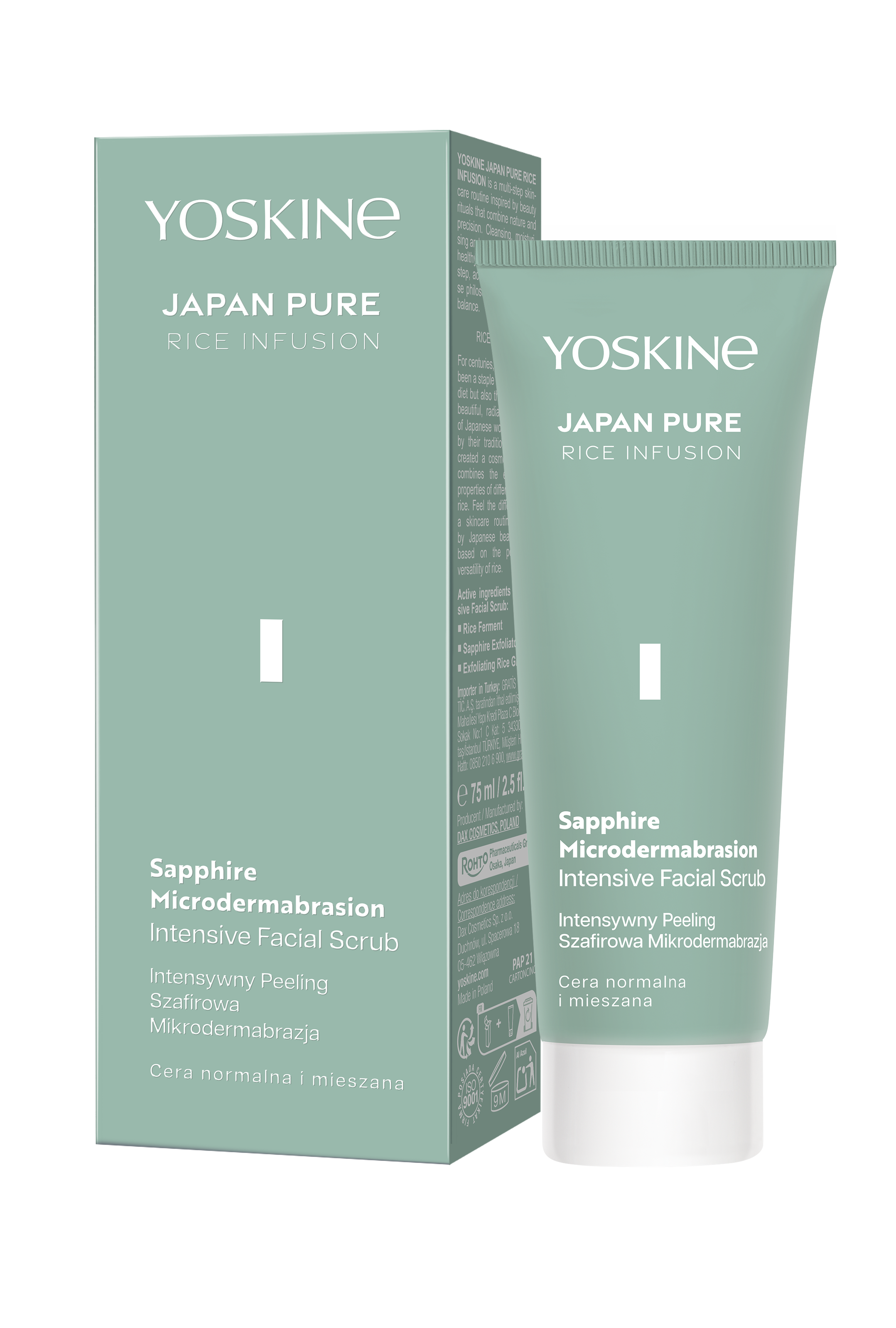 Yoskine Japan Pure Rice intensywny mikropeeling szafirowy, 75 ml