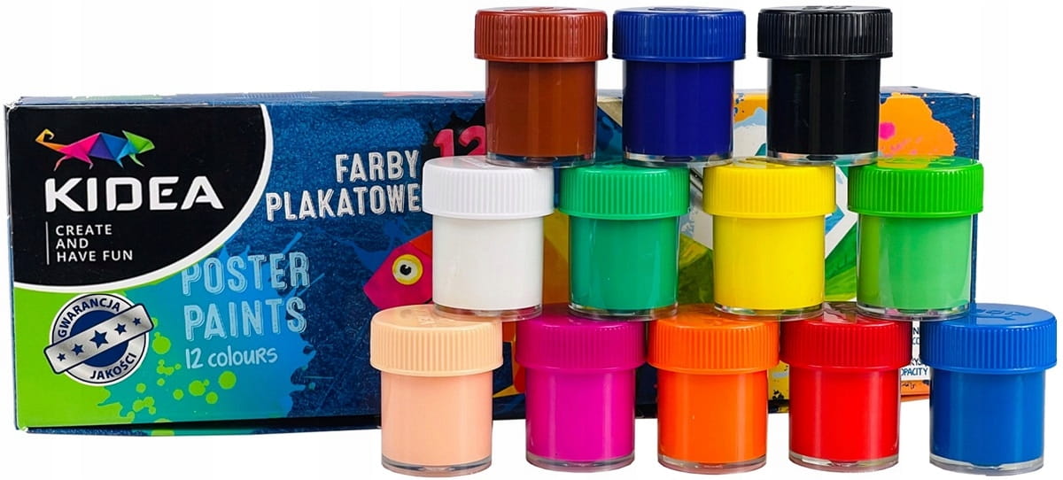 FARBY PLAKATOWE KIDEA PLAKATÓWKI 12 KOLORÓW 20ml