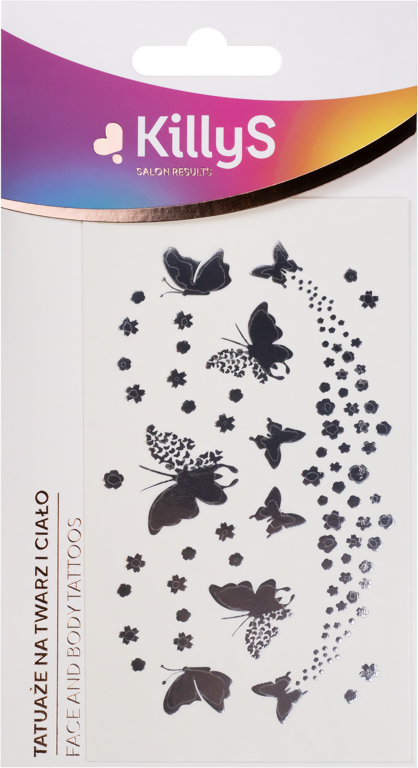 KillyS tatuaże na twarz i ciało srebrne, 1 opak.