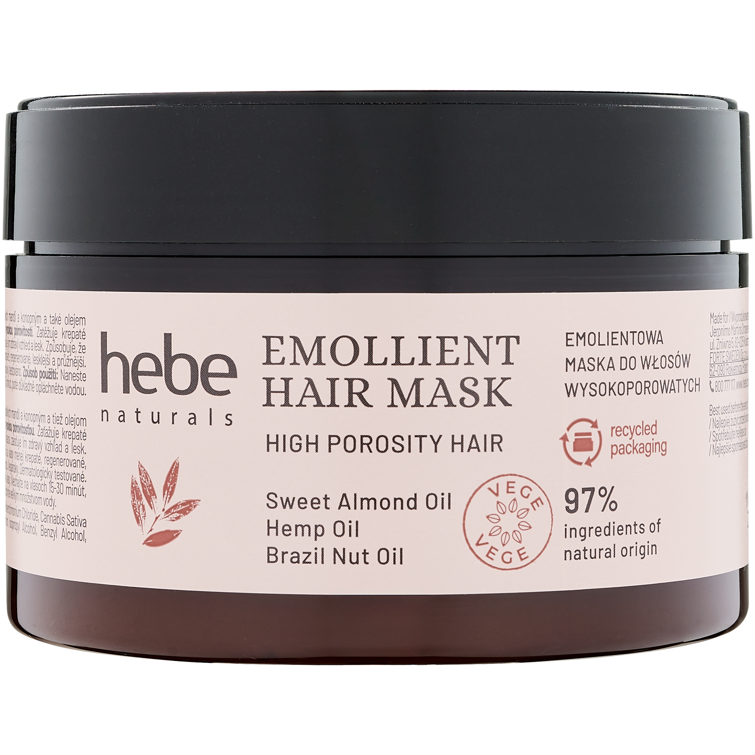 Hebe Naturals Emollient Hair Mask emolientowa maska do włosów wysokoporowatych, 230 ml