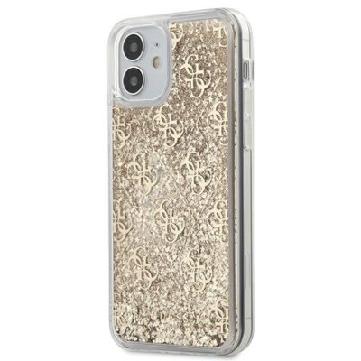 Etui GUESS 4G Liquid Glitter do Apple iPhone 12 mini Złoty