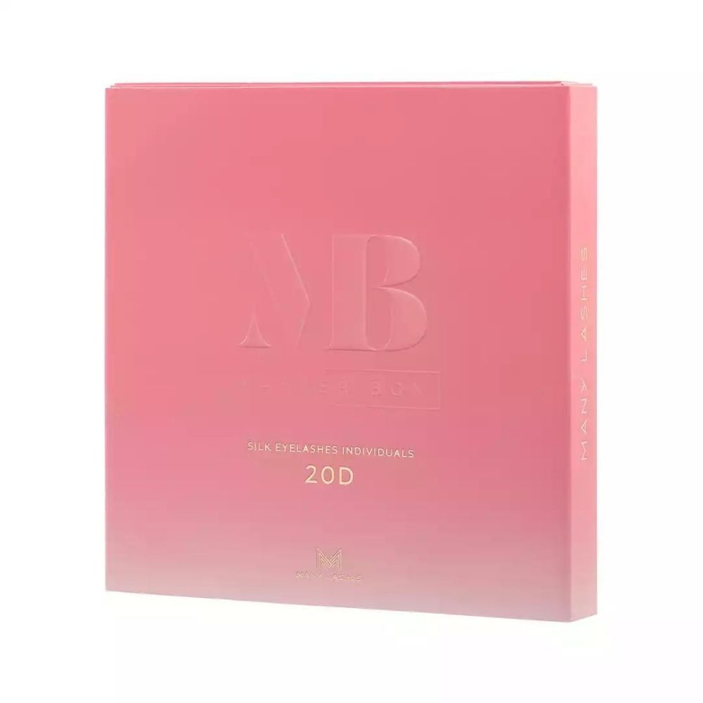 Many Beauty Silk Eyelashes Individuals zestaw kępek rzęs do makijażu 20D, skręt B - delikatny skręt, 1 zest.