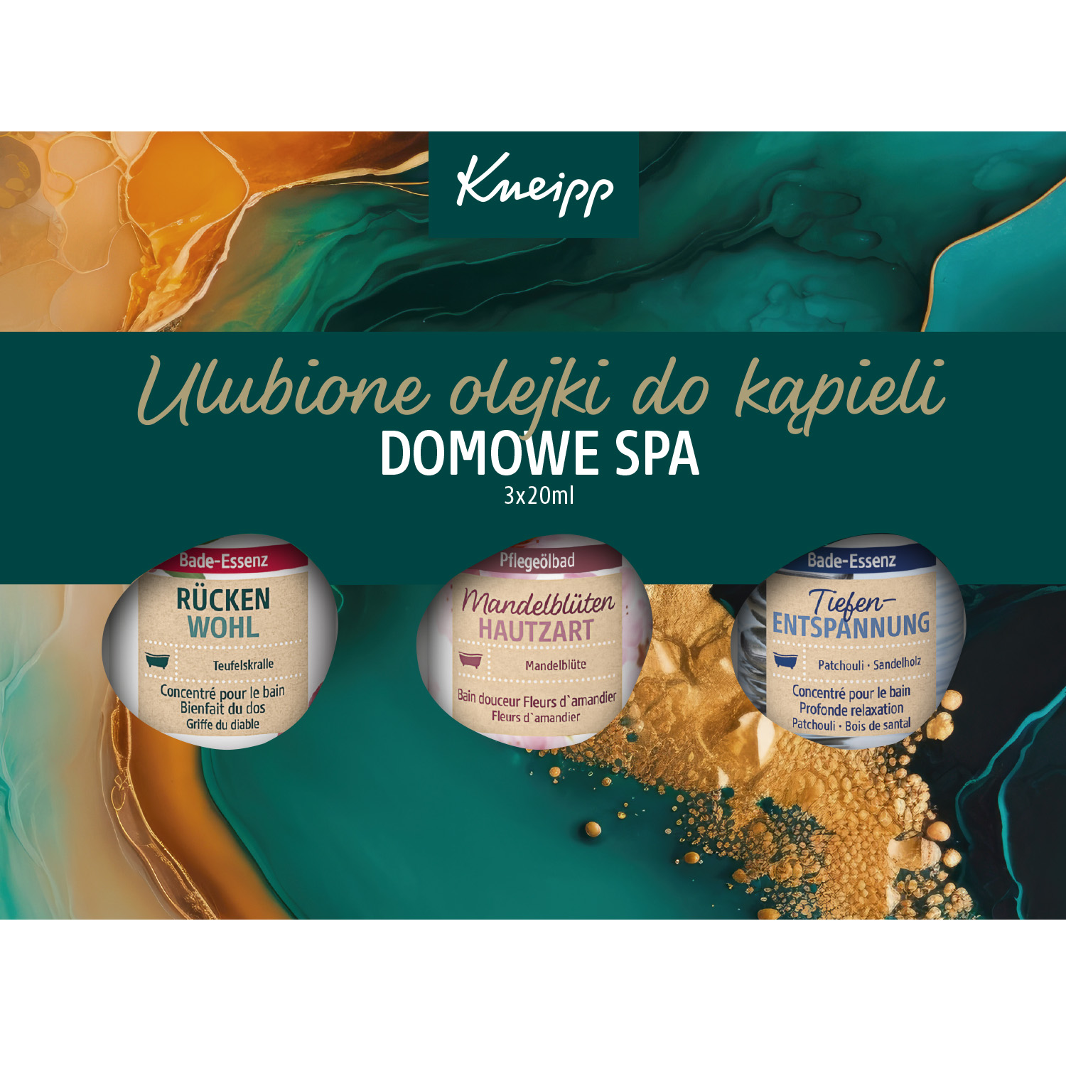 Kneipp Wellness zestaw: olejek do kąpieli, 3x20 ml