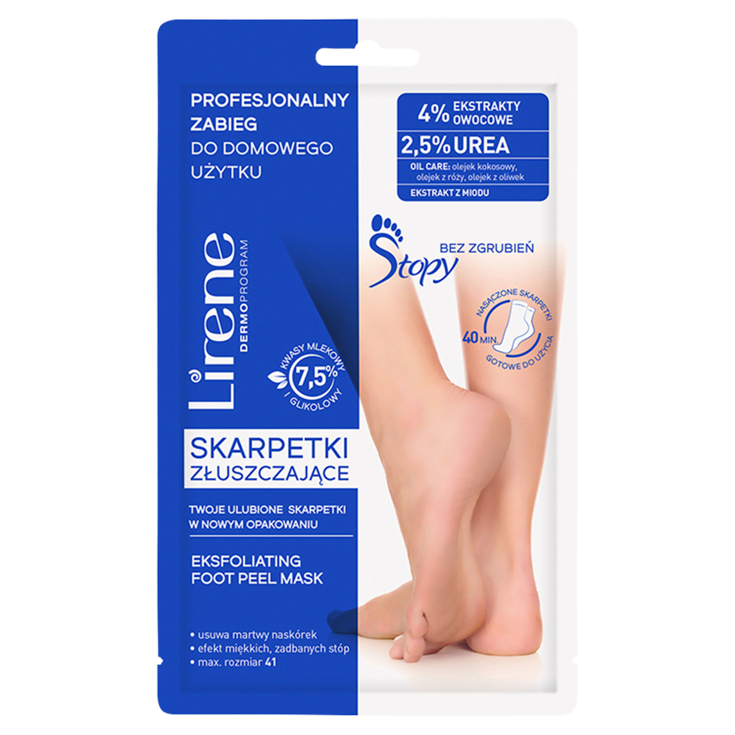 Lirene Dermoprogram złuszczająca maska do stóp w postaci skarpetek, 1 para