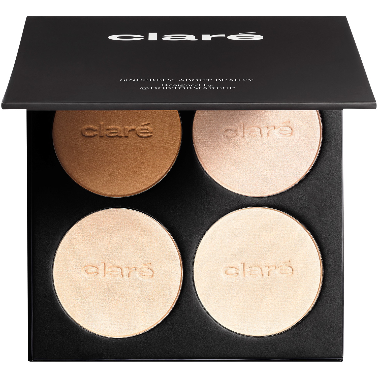 Claré Makeup Surgery paleta 4 jedwabistych pudrów rozświetlających, 32 g