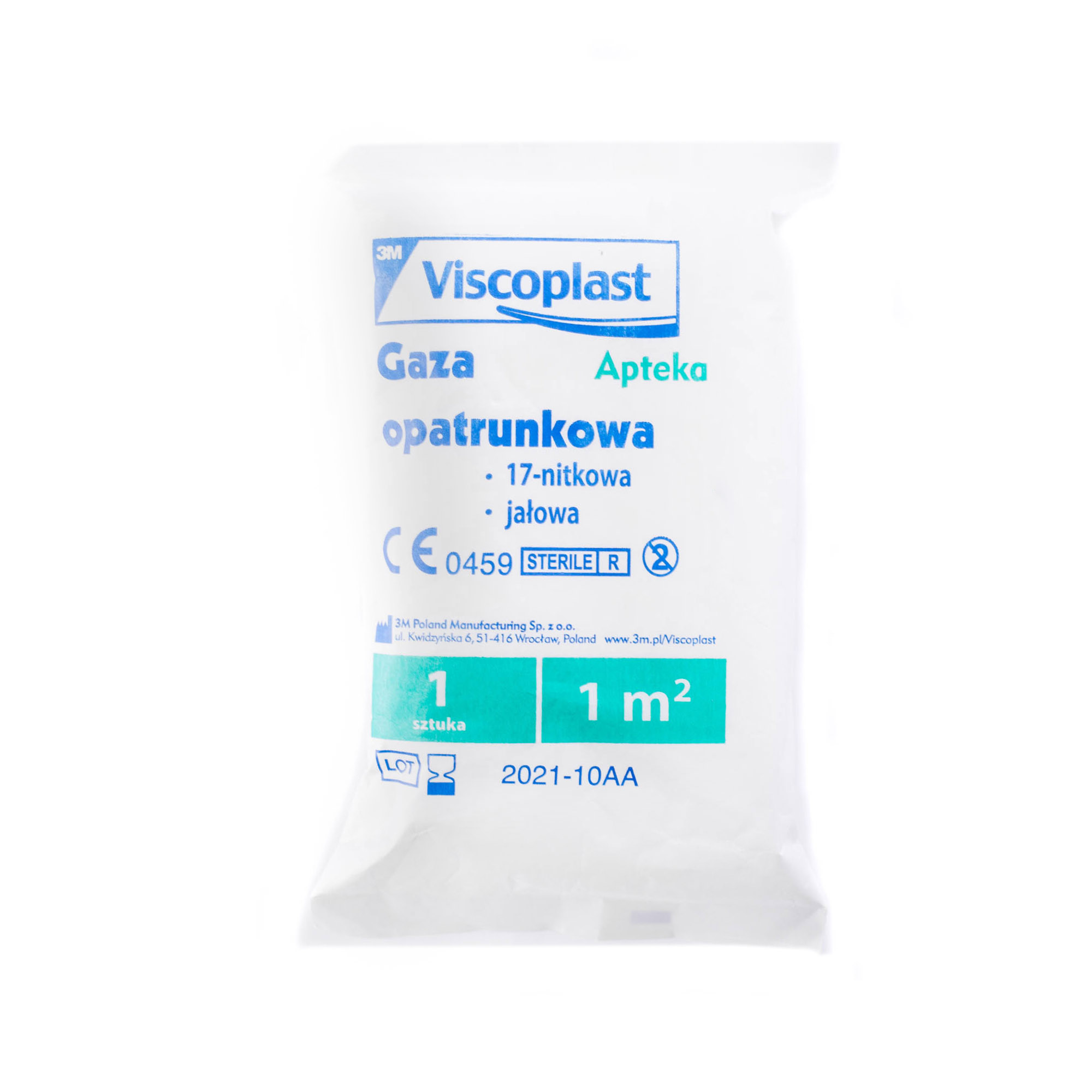 Viscoplast gaza opatrunkowa, jałowa, 17 nitkowa, 1m2, 1 sztuka