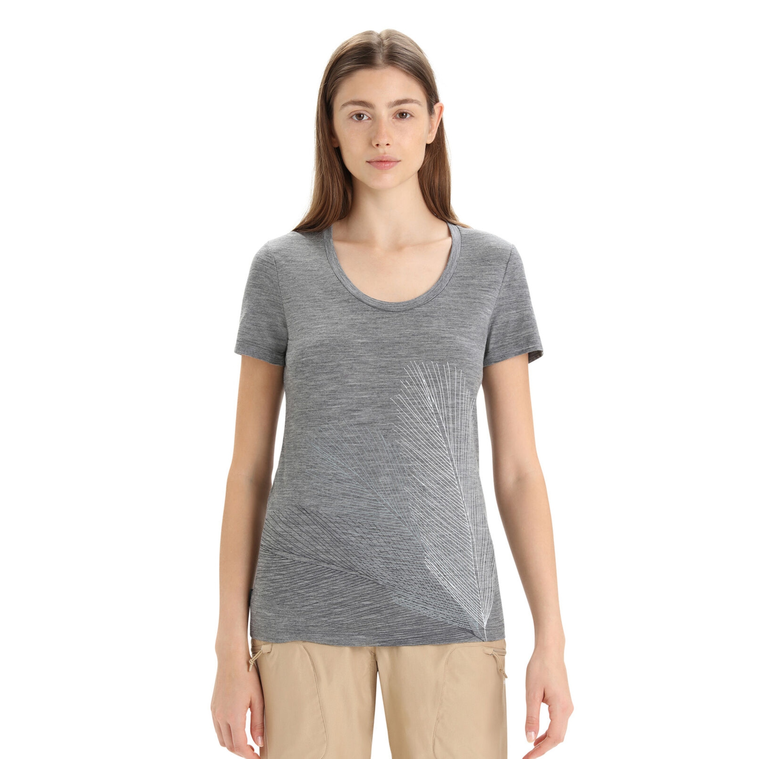 Damska koszulka Icebreaker Tech Lite II SS Tee Scoop Plume gritstone heather - XS
