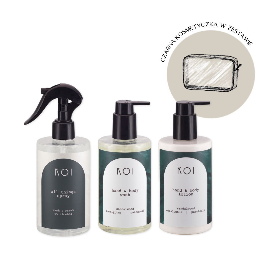 KOI Cosmetics Zimowy poranek, Jedwabiste Ciało świąteczny zestaw prezentowy: żel do mycia, 300 ml + lotion do ciała, 300 ml + spray do odświeżania,...