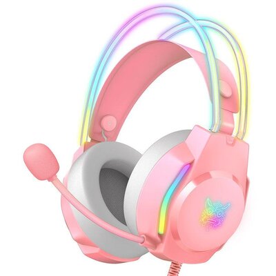 Słuchawki ONIKUMA X26 Nauszne, RGB, Dźwięk przestrzenny Różowo-szary