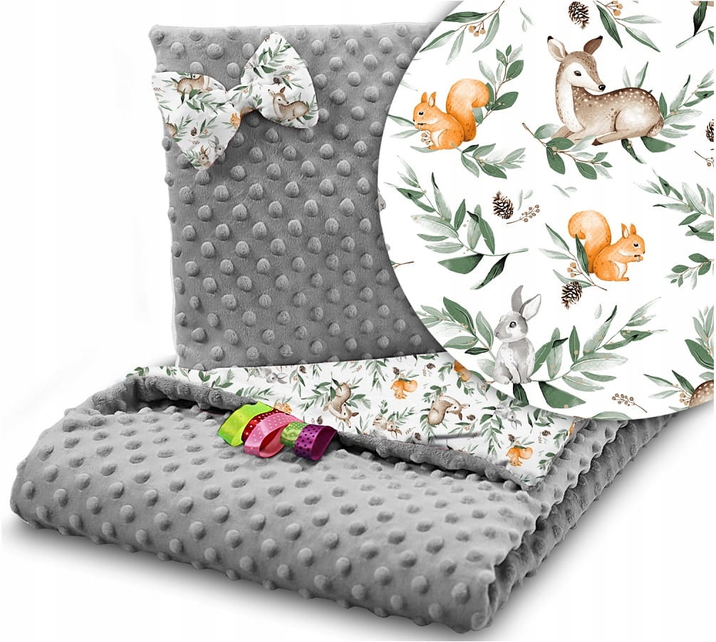 Babymam komplet do wózka minky kocyk + poduszka