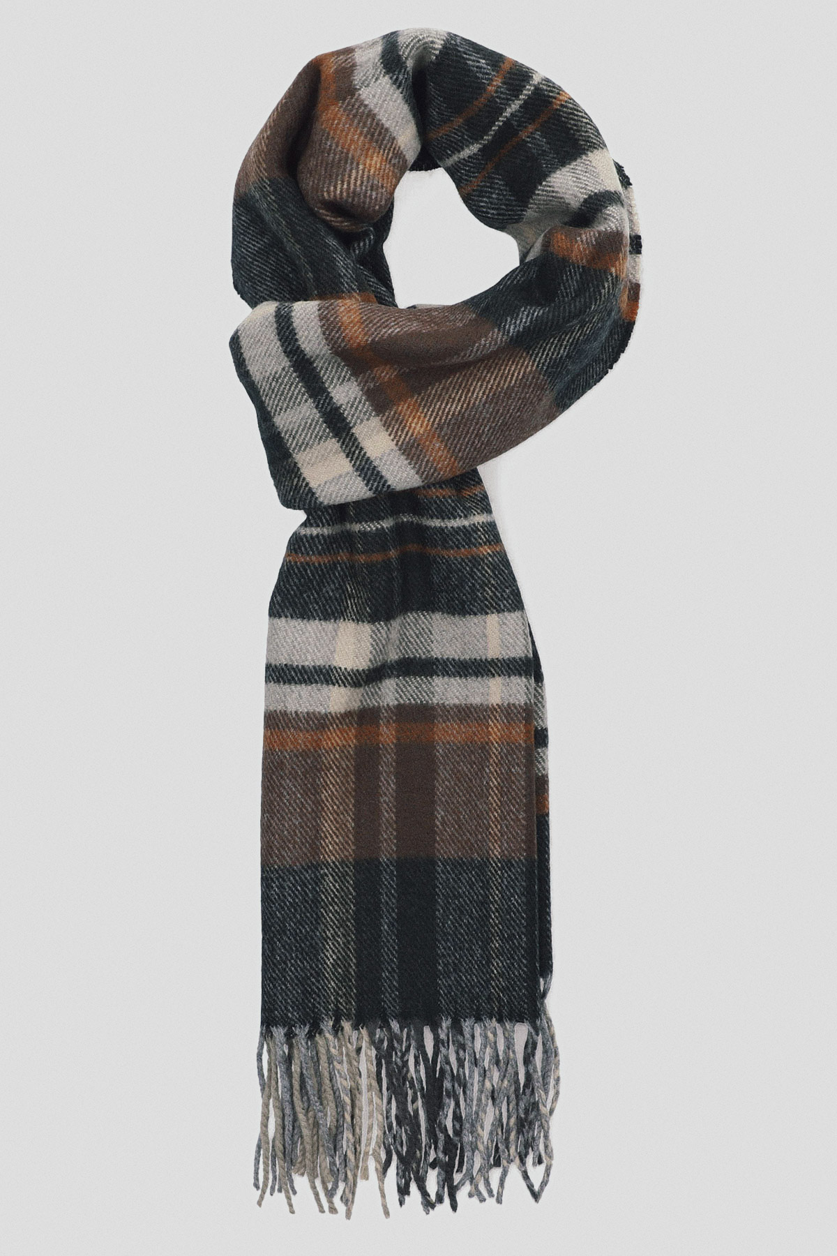 Lancerto Szal Brązowo-Szary w Kratę