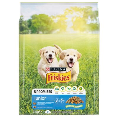 Karma dla psa FRISKIES 5 Promises Junior z kurczakiem i warzywami z mlekiem 3 kg