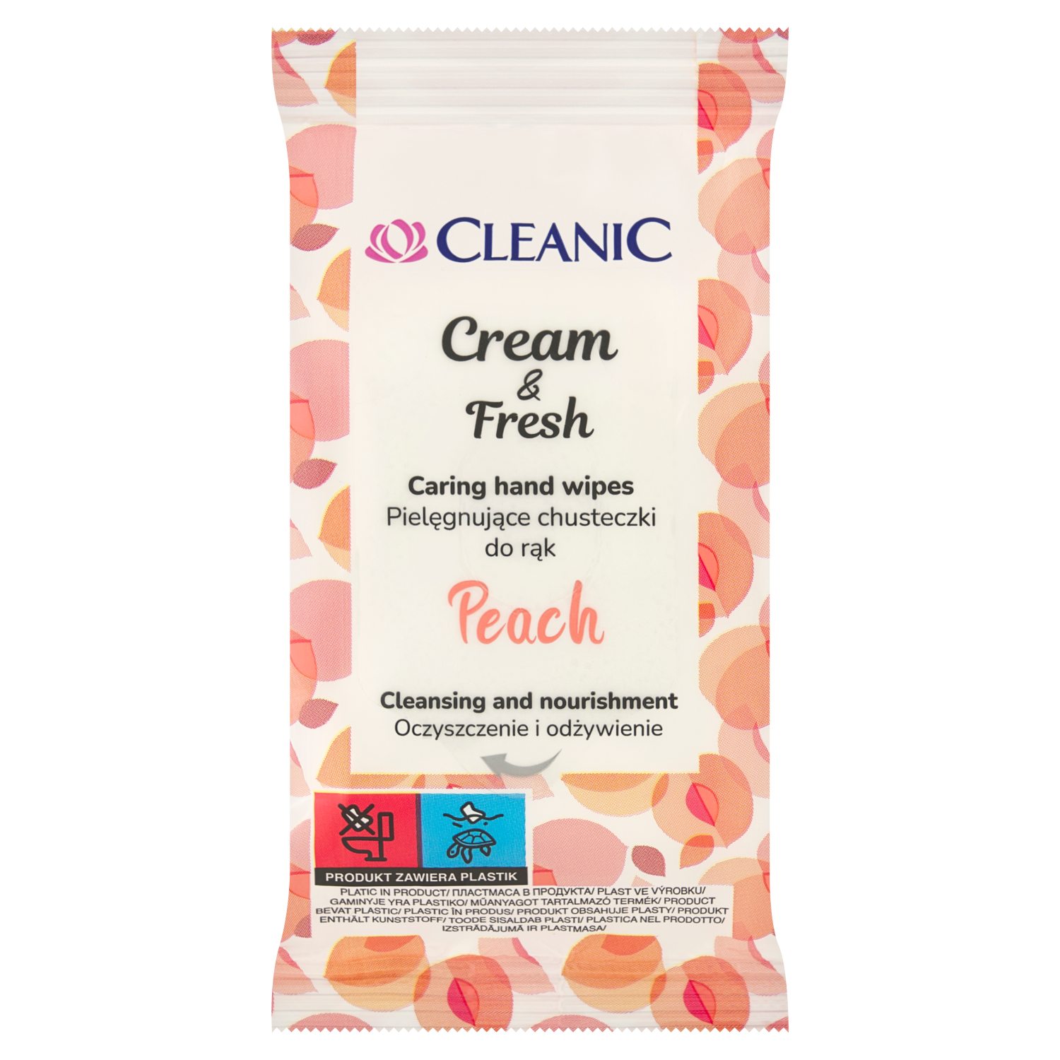 Cleanic Cream&Fresh chusteczki do rąk brzoskwinia, 15 szt./1 opak.