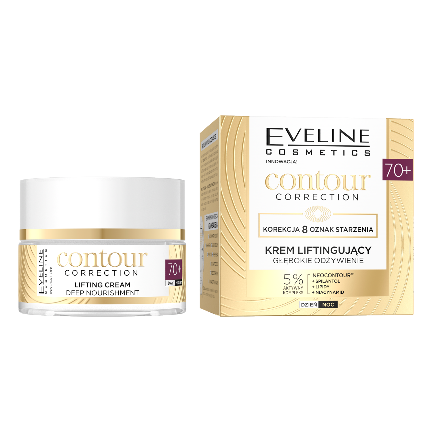Eveline Cosmetics Contour Correction głęboko odżywiający krem liftingujący do twarzy 70+, 50 ml