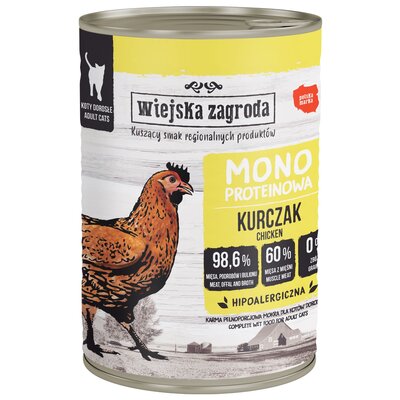 Karma dla kota WIEJSKA ZAGRODA Monobiałkowa Kurczak 400 g