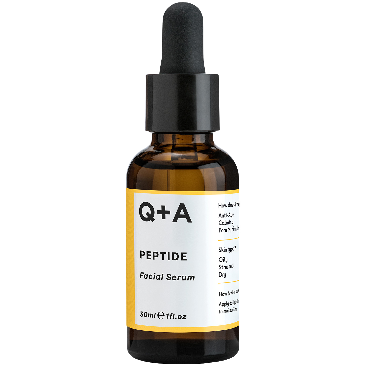 Q+A Peptide rewitalizujące serum z peptydem do twarzy, 30 ml