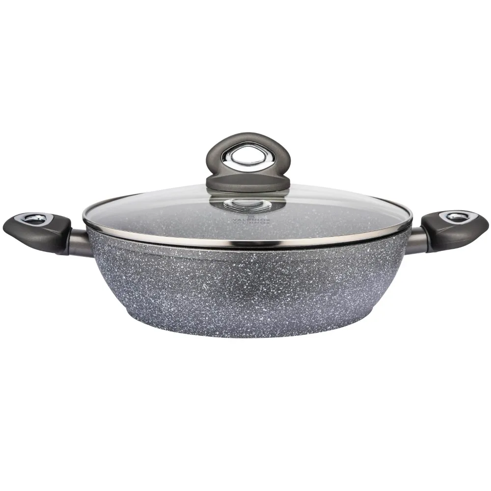 Patelnia na indukcję aluminiowa nieprzywierająca głęboka z pokrywką Valdinox Rock 28 cm