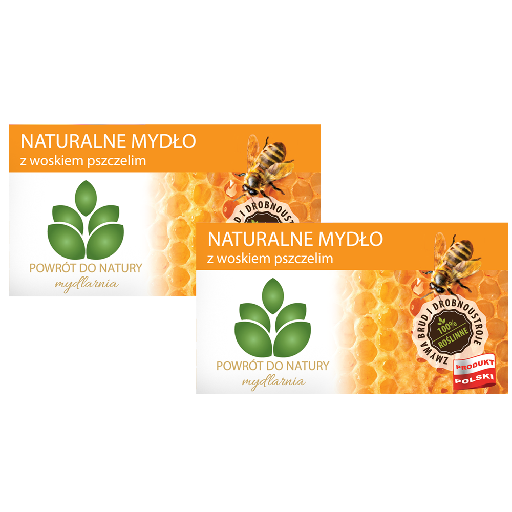 Powrót do natury 100% roślinne naturalne mydło z woskiem pszczelim, 2 szt.