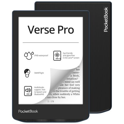 Czytnik e-booków POCKETBOOK Verse Pro 634 6", Podświetlany ekran, Wi-Fi, Bez reklam Niebieski