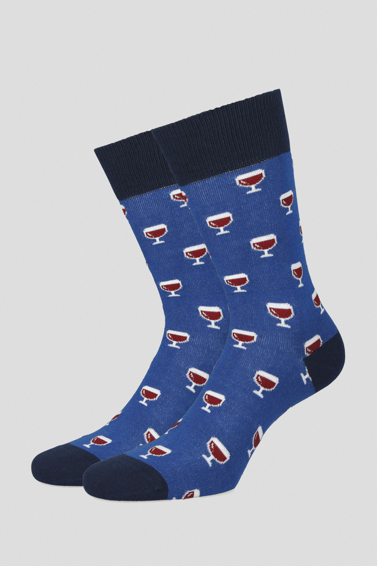 Lancerto Skarpety Granatowo-Niebieskie w Kieliszki z Winem