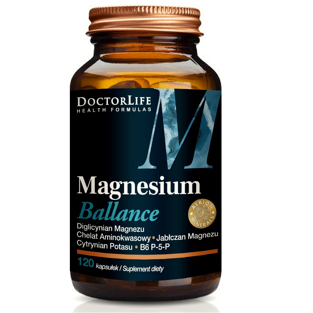 Doctor Life Magnesium Ballance suplement diety cytrynian i jabłczan magnezu magnez 240mg, 120 kaps./1 opak.