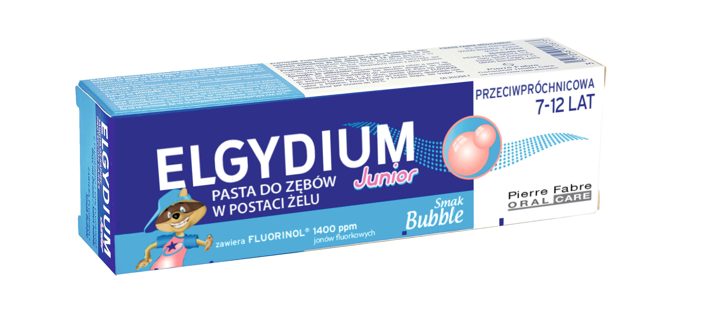 Elgydium Junior pasta do mycia zębów dla dzieci 7-12 o smaku gumy balonowej, 50 ml