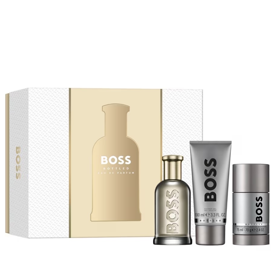 Hugo Boss Bottled Eau de Parfum zestaw: woda perfumowana męska, 100 ml + żel pod prysznic, 100 ml + dezodorant sztyft, 75 ml