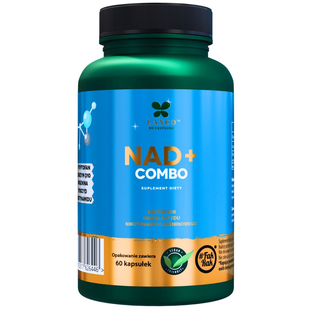 Lanco Nutritions NAD+ Combo 730mg suplement diety, dinukleotyd nikotynamidoadeninowy (prekursor), koenzym Q10, Apigenina, L-tryptofan, Rybozyd Niko...