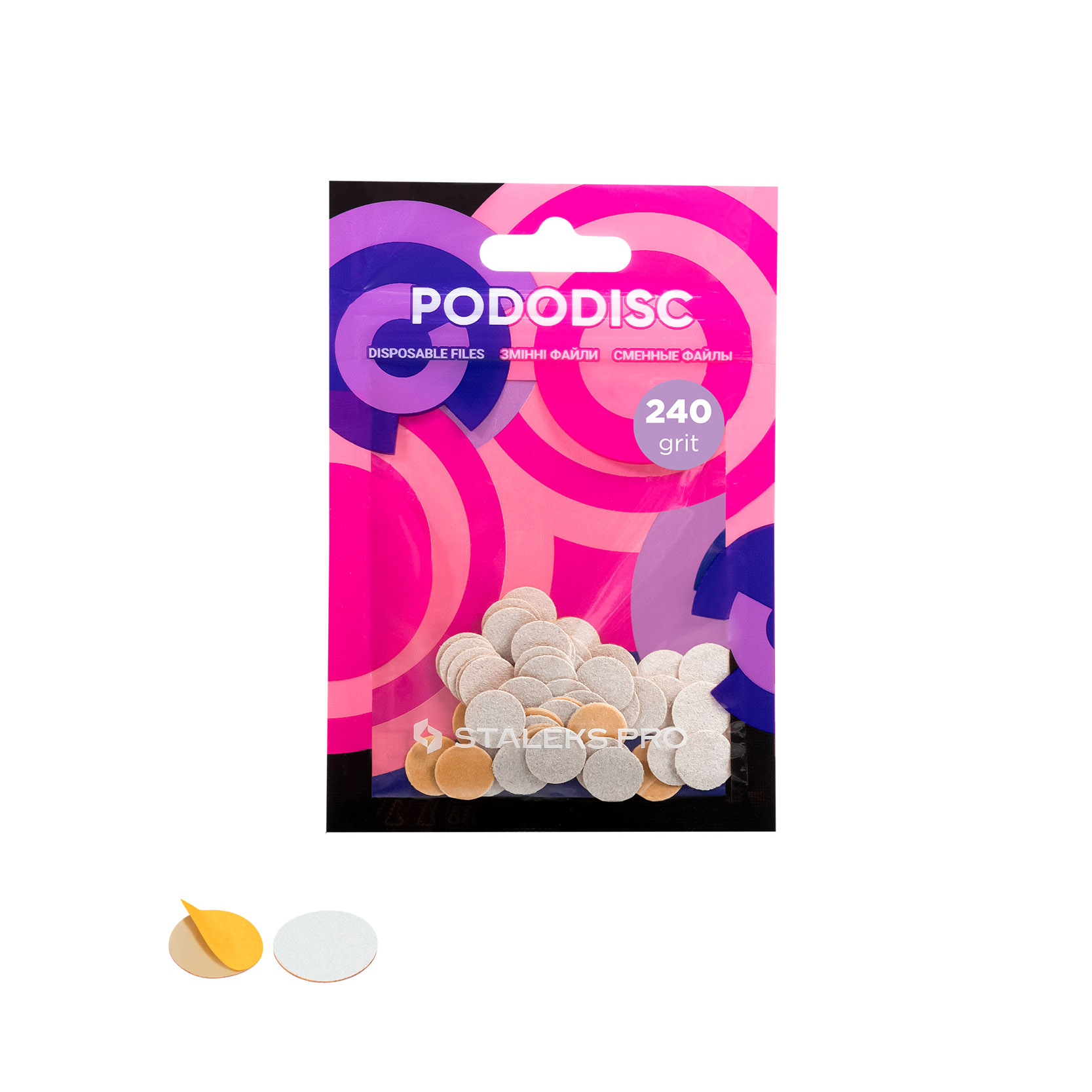 Staleks Pro Expert Pododiscs PDF-10-240w białe wymienne nakładki XS, gradacja 240, 50 szt./1 opak.