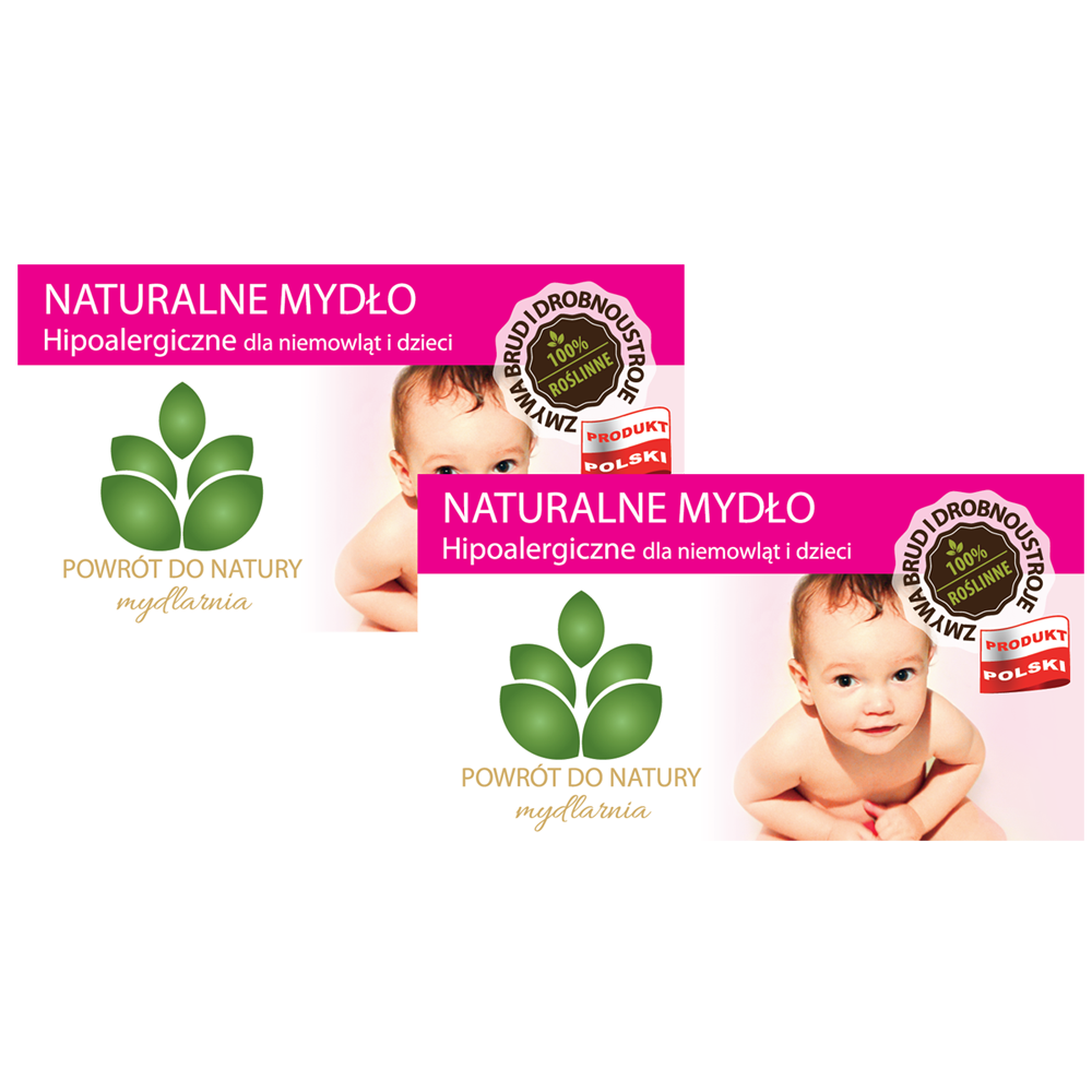 Powrót do natury 100 % roślinne naturalne mydło hipoalergiczne dla niemowląt i dzieci, 2 szt.