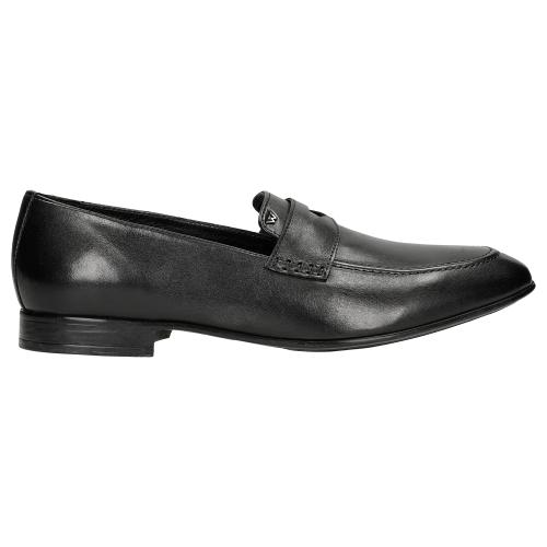 Wojas Czarne Eleganckie Loafersy Męskie Ze Skóry Licowej