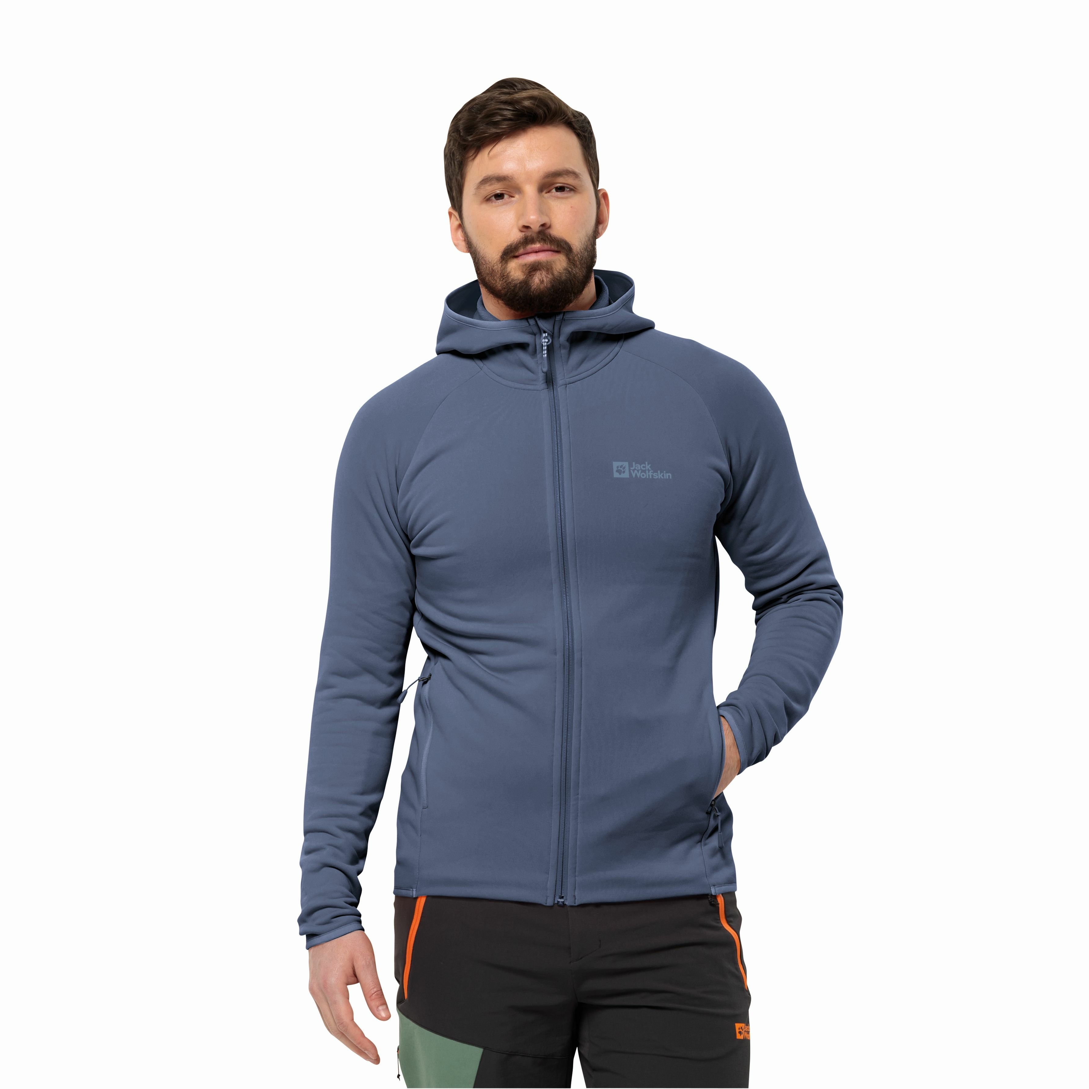 Męski polar Jack Wolfskin BAISELBERG HOODED FZ M evening sky - XXL