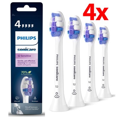 Oryginalne końcówki Philips Sonicare S2 HX6054/10 Bardzo miękkie włókna (4 szt. zapas na rok) (Nadwrażliwość zębów)