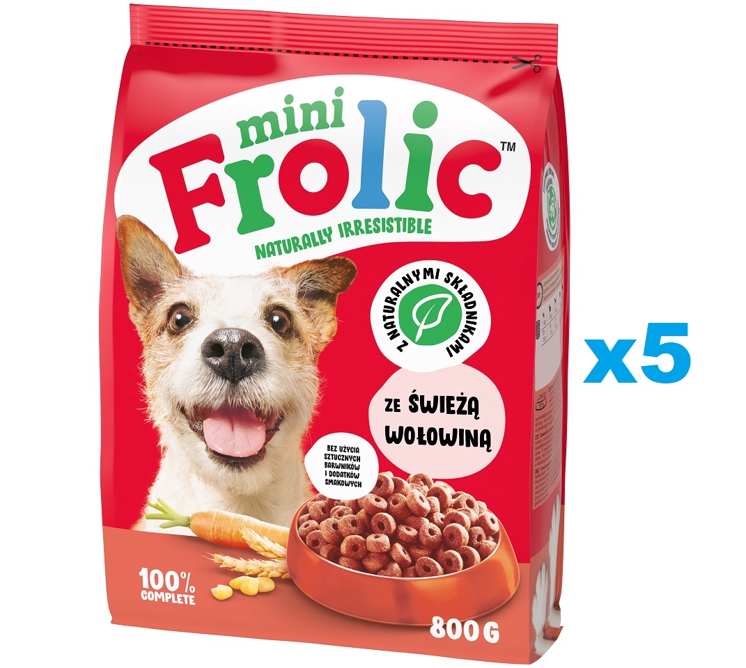 FROLIC Mini Naturally Irresistible 5x800 g półwilgotna karma dla psów małych ras ze świeżą wołowiną