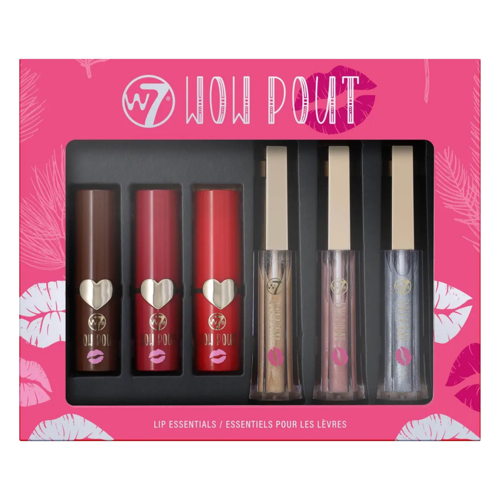 W7 Wow Pout zestaw: matowa pomadka do ust, 3x3,5 g + topper do ust, 3x3 ml