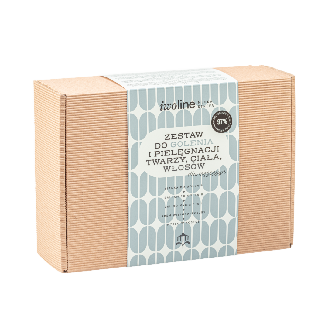 Iwoline Męska Strefa zestaw: pianka do golenia, 175 ml + balsam po goleniu, 150 ml + żel do mycia, 3w1, 300 ml + krem wielofunkcyjny, 150 ml + mydł...