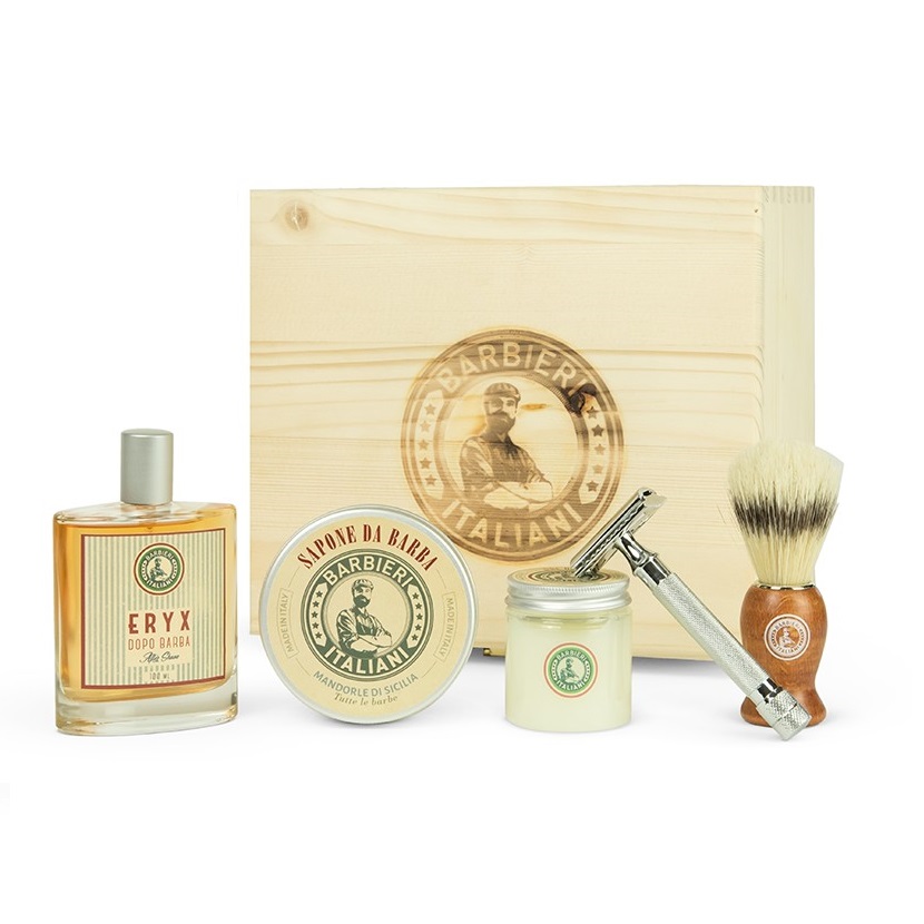 Barbieri Italiani zestaw: woda po goleniu, 100 ml + mydło do golenia, 100 ml + krem przed goleniem, 75ml + pędzel, 1 szt. + maszynka do golenia, 1 ...