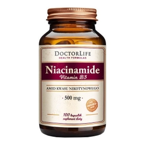 Doctor Life Niacinamide Vitamin B3 suplement diety amid kwasu nikotynowego 500mg, 100 kaps./1 opak.