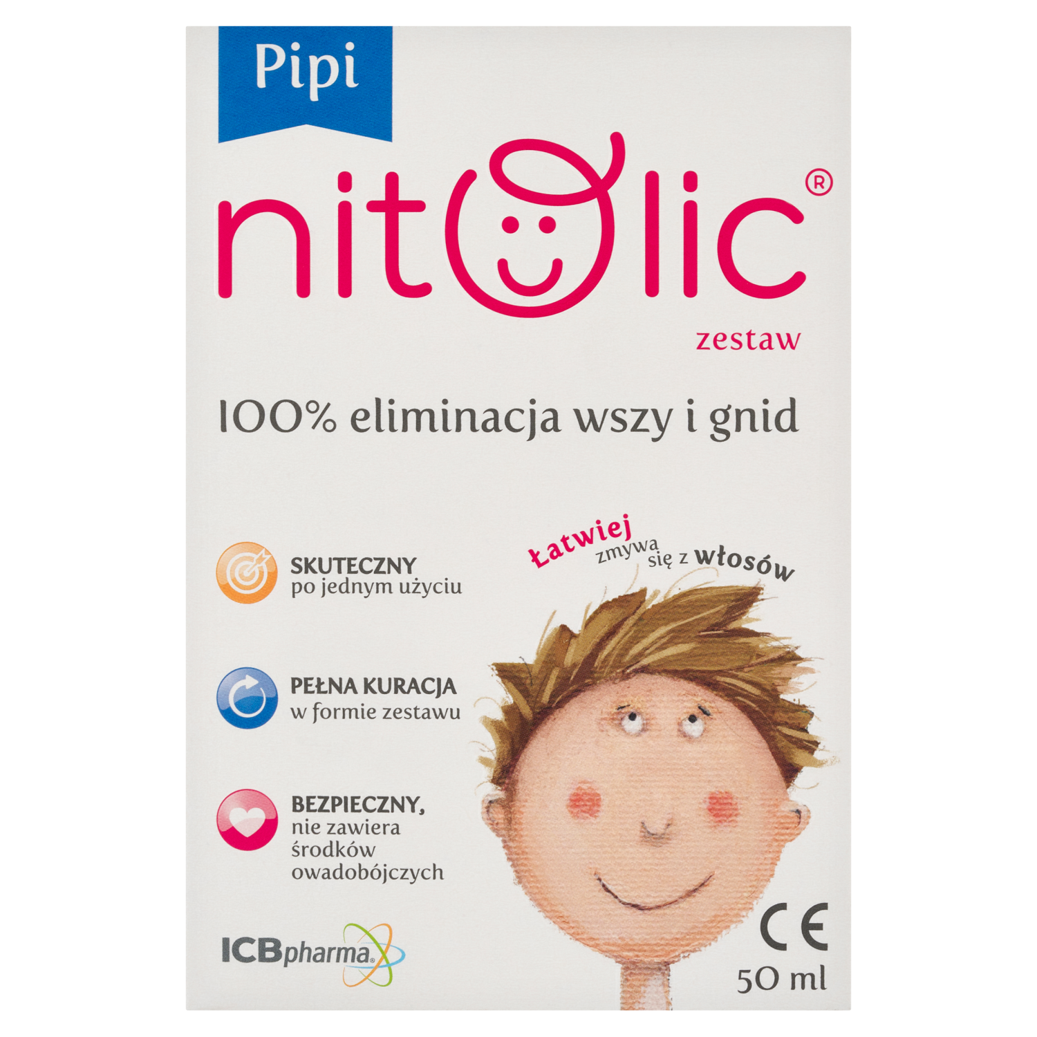 Pipi Nitolic wyrób medyczny: zestaw do włosów przeciw wszawicy, 50 ml