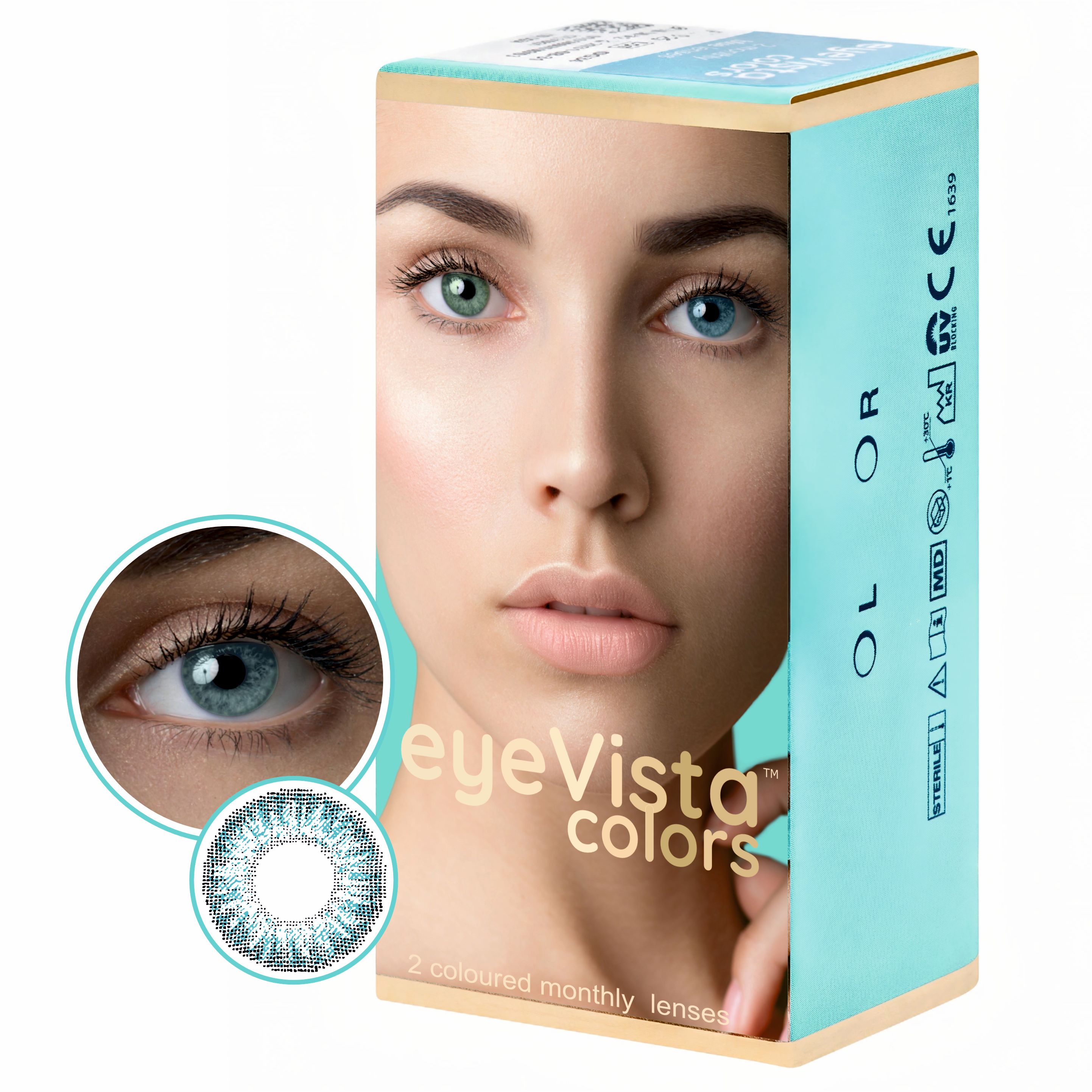 EyeVista Colors Turquoise soczewki kontaktowe moc 0.00, 2 szt./1 opak.