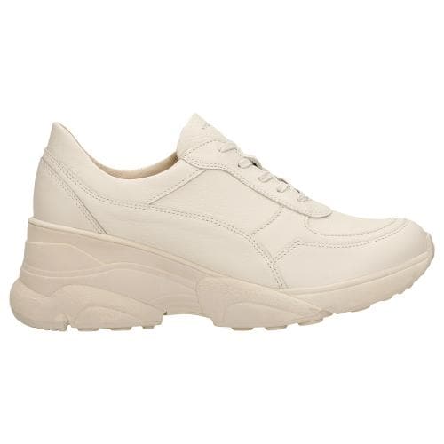 Wojas Beżowe Skórzane Sneakersy Damskie Na Wysokiej Podeszwie