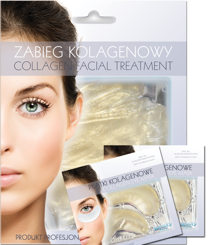 BeautyFace Collagen zestaw: maseczka kolagenowa do twarzy, 1 szt. + kolagenowe płatki pod oczy z diamentami i złotem, 2 pary