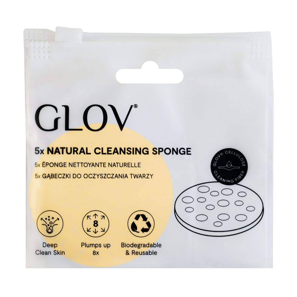 Glov celulozowe płatki do oczyszczania twarzy, 5 szt./1 opak.
