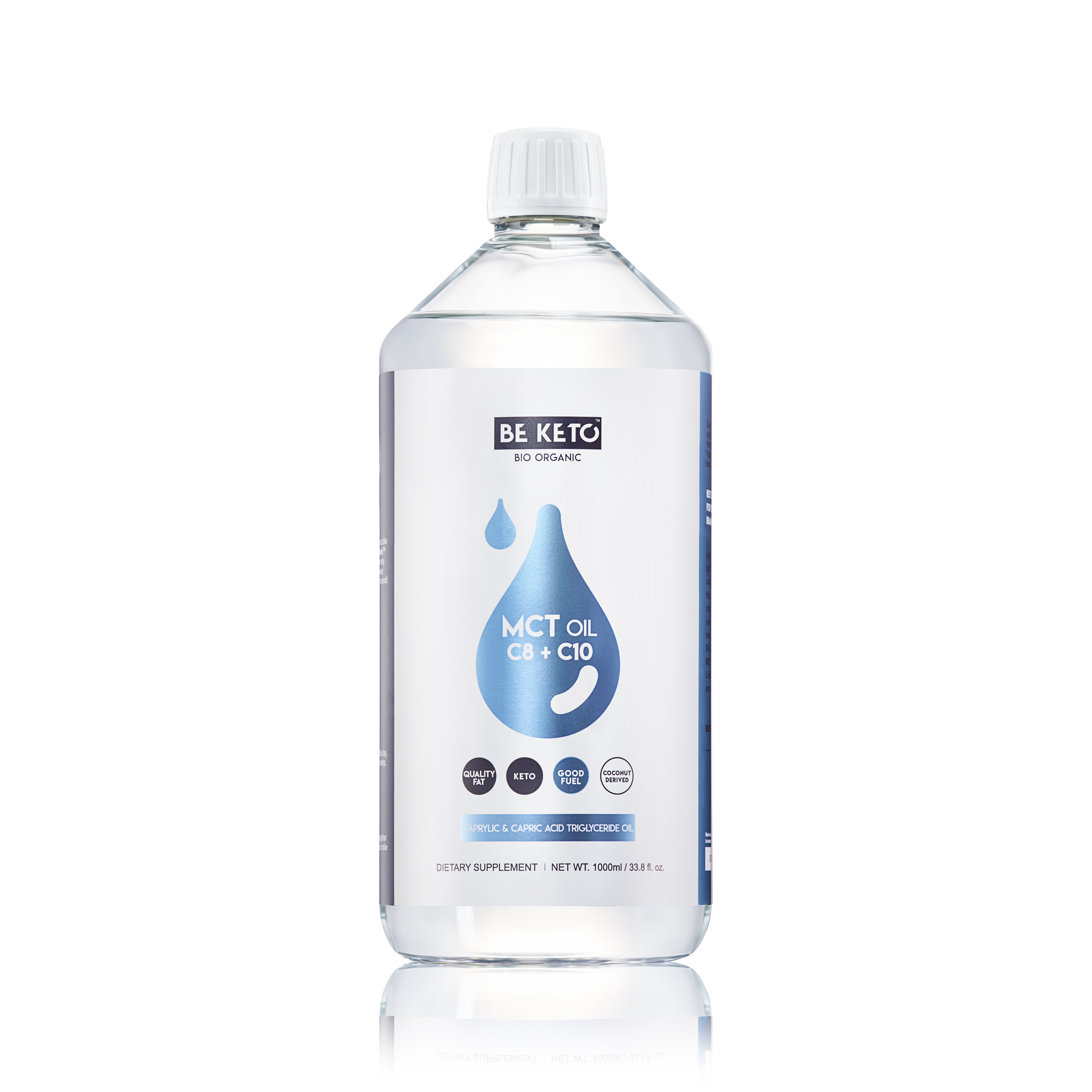 Be Keto płynny olej MCT C8+C10 z kokosa, 1000 ml