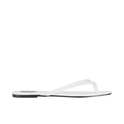 WJS Wjs Białe Japonki Damskie Z Kontrastową Podeszwą